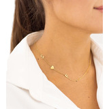 Collar 2 Iniciales Corazón  Plata Enchapada Oro Mujer 