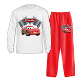 Pijama Largo Cars Rayo Mcqueen Personalizado 100% Algodón 