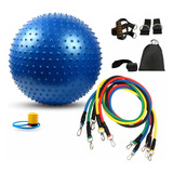 Kit Bola Cravo Suíça Pilates 65cm + Elásticos De Resistência