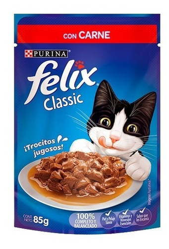 Alimento Húmedo Gato Felix® Adultos Carne 85g / Catdogshop