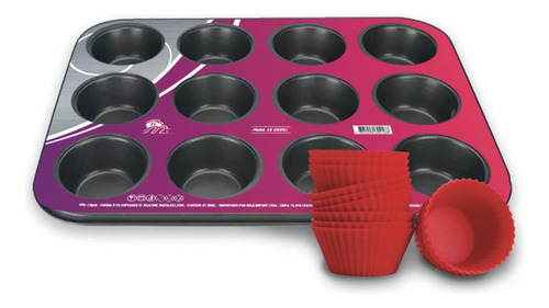 Forma Para Cupcakes Em Casa Tem Silicone 12 Compartimentos Cor Cinza