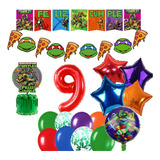 Combo Pack Globos Tortugas Ninjas Banderin Topper