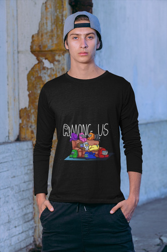 Polera Larga Among Us Game Sillon Logo Estampado Algodon