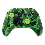 Silicona Cubierta Camuflado Verde+ 2 Tapas Joystick Pr Xbox