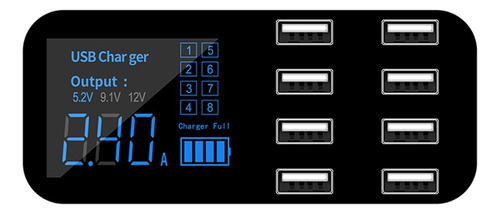 Carregador De Carro Rápido A9s 8 Portas Multi Usb Display Lc