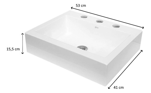 Bacha De Loza De Apoyo Baño Mesada Rectangular Lavatori Gloa Acabado Blanco Color Blanco