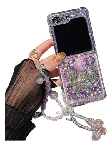 Funda Glitter Butterfly Dorada Para Samsung Zflip 5 4 3