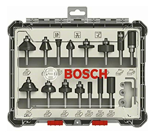 Bosch 2607017473 Set De Fresas Mezclado ¼ Vástago 15 Pzs