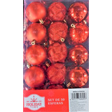 30 Esferas De 6cm Navideñas Navidad Para El Árbol Rojo Rojas