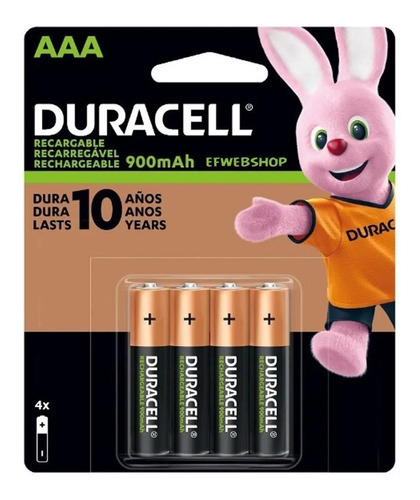 Duracell Rechargeable Dx2400 4 Piezas Aaa Cilíndrica