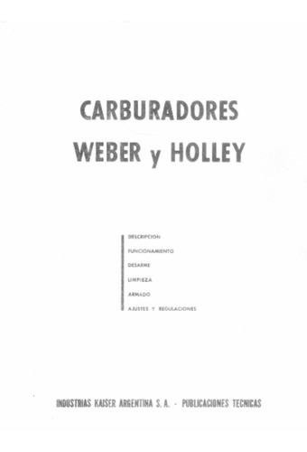 Manual Carburadores Weber Y Holley No Original (impreso)