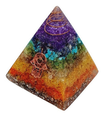 Pirámide 7 Chakras Piedra Natural Orgonita Mano Ojo Turco