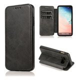 Funda De Piel Magnética Negra Para Samsung Galaxy S10e