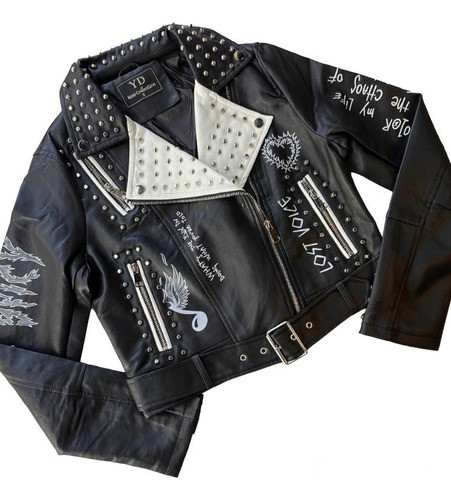 Campera Framing Eco Cuero Con Tachas Rockstar