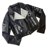 Campera Framing Eco Cuero Con Tachas Rockstar