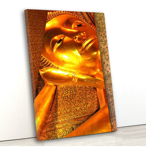 Tela Canvas Vertical 60x40 Buda Dourado