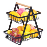 Frutero Cesta De Cocina Organizador Fruta Pan 2 Niveles Rack