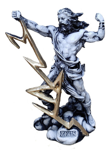 Figura Zeus De Resina Con Rayo Grande #160