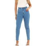 Calça Jeans Feminina Mom Básica Com Elastano 00201 Média Con