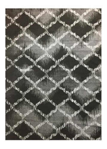 Tapete Diseño Rombos Negro Blanco 1.6x2.30mts 100% Algodon