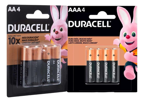 16 Pilhas Alcalina Duracell 08 Aa + 08 Aaa (2 Cartelas Cada)