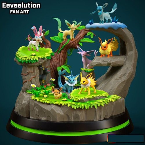 Archivo Stl Impresión 3d - Pokemon - Eevee Evolutions Dioram