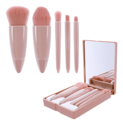 Set De Brochas De Maquillaje De Viaje Con Espejo Mini