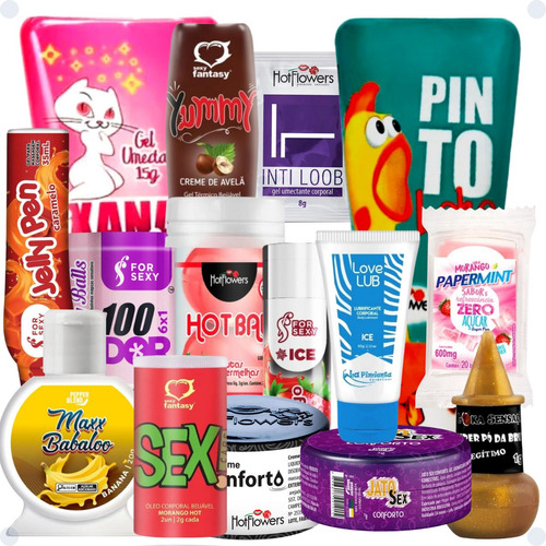 Kit Sex Shop 15 Produtos Eróticos Gel Lubrificante Íntimo