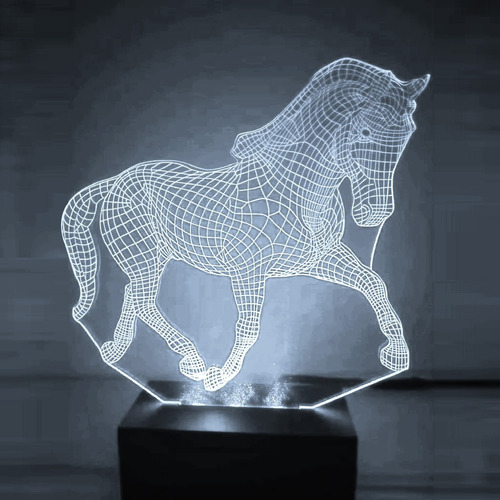 Luminária Decorativa Abajur Led Cavalo Personalizada C/ Nome