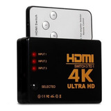 Hub Switch Hdmi 3 Entrada 1 Saída 4k Divisor Com Controle