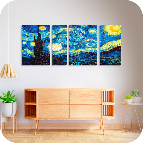 Cuadro La Noche Estrellada Van Gogh Pintura Arte Políptico