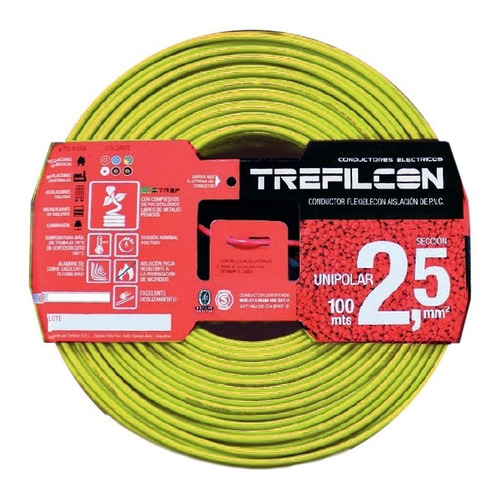 Cable 2,5mm Unipolar Sello Iram 100% Cobre Trefilcon X 25mt