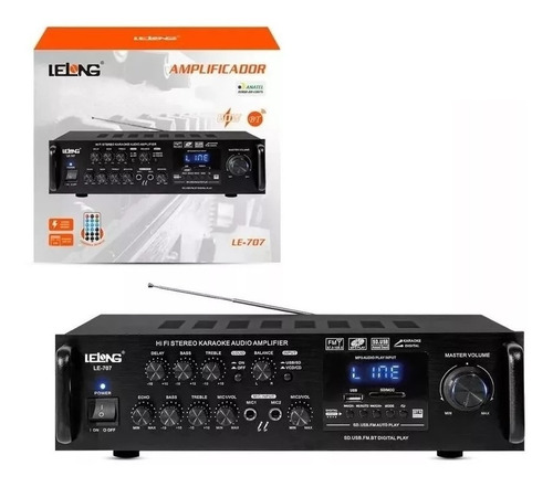 Receiver Amplificador Potencia Le707 Usb Bluetooth Efeito Fm