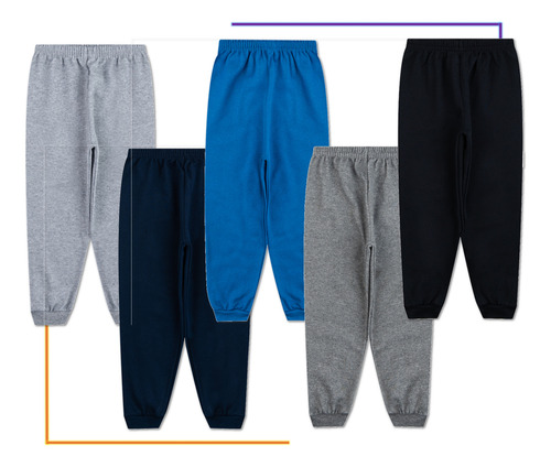 Kit Com 5 Calça Moletom Menino Infantil Atacado Revenda Top