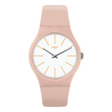 Reloj Swatch Unisex Suot102 Beigesounds Color De La Malla Rosa Color Del Bisel Rosa Color Del Fondo Blanco