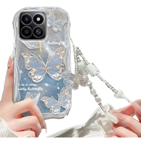 For Honor X8c 4g Funda Case Brillante Niñas Mujer Mariposa+correas