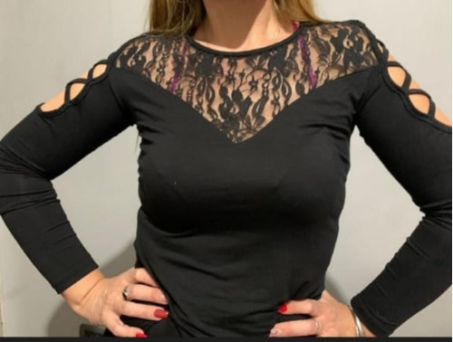 Blusa De Vestir Dama Encaje Y Tiras Brazos