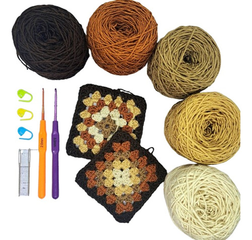 Kit Crochet Basico: 5 Macrame 2 Mm X 50 Gr, Agujas, Ganchos