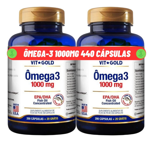 Ômega-3 1000mg 400 Cápsulas Importado Eua 