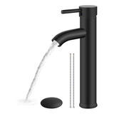 Airuida Grifo De Lavabo De Cuenco Negro Mate Para Bao De Una