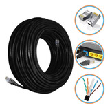 Cabo De Rede 70m Cat6 Preto Uso Interno Externo Rj45crimpado