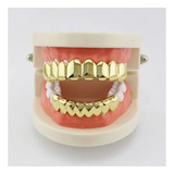 Grillz Banhado A Ouro 8 Dentes Hip-hop - Superior + Inferior