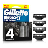 Gillette Mach3 Carbono Repuestos Máquina De Afeitar 4u.