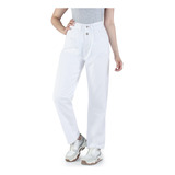 Nahana Jeans Mom Jeans Rígido Blanco Con Pinzas Doble Botón