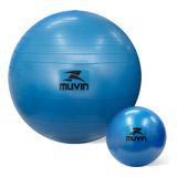 Kit Bolas De Pilates Muvin - 55cm E Overball C/ Bomba - Yoga Cor Azul