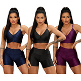 Kit 3 Conjunto Academia Cirrê 3d Short Legging E Top Ajuste