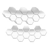 . 60 Piezas 3d Pegatinas De Pared De Espejo Hexagonal
