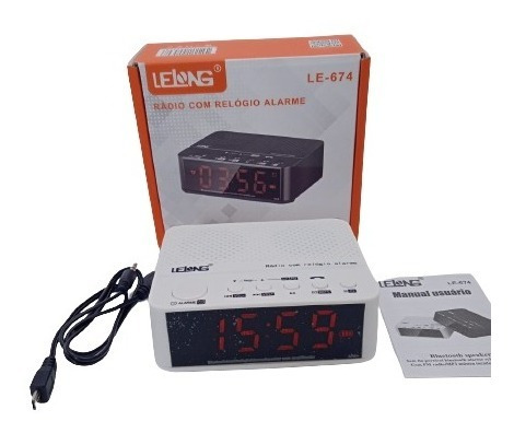 Relógio Led Digital Despertador Rádio Bluetooth Tf Le-674