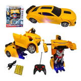 Carro Control Amarillo Robot Sonido Luces Transformers Jugue