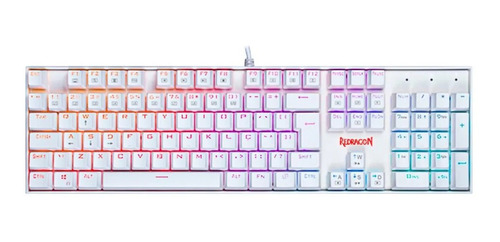 Teclado Mecânico Gamer Branco Redragon Mitra Lunar Rgb Abnt2